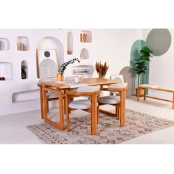 Woody Fashion Set trpezarijski sto i 4 trpezarijske stolice Cheri 4S Hrast-Krem Cijene