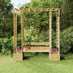 Furnova Vrtna pergola s klopjo in koriti impregnirana trdna borovina, (21919353) Cene
