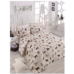 Eponj Home Set pokrivača za francuski krevet, 65% pamuk, 35% poliester (navlaka), 100% vlakna (punjenje), 200 x 220 cm, Krem Cene