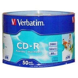 Verbatim CD-R PRINTABLE 700MB 52X 43794/WRAP 50/600 disk Cene