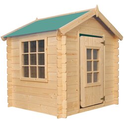 Timbela Zunanja otroška hiška, 13 mm deske - Lesena igralna hiška brez podov z zeleno streho V121 x 114 x 111 cm / 0,86 m2 - M570Z-1, naravni les, (21813841) Cene