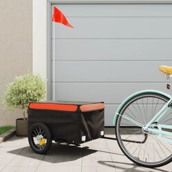 vidaXL Kolesarska tovorna prikolica črna in oranžna 30 kg železo Cene
