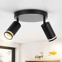 Nettlife LED stropna svetilka z 2 plamenoma - črna GU10 stropna svetilka Vrtljivi reflektor Lesena stenska svetilka Stenski reflektor, (22116914) Cene