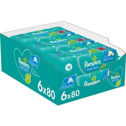 Pampers Fresh Clean XXL vlažne maramice za djecu za osjetljivu kožu 6x80 kom Cijene