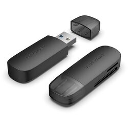 Vention 2-in-1 USB 3.0 A Card Reader(SD+TF) Black Dual Drive Letter Cene