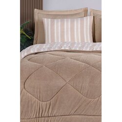 Soft Line - Beige Beige Single Quilt & Pillow Set Cene