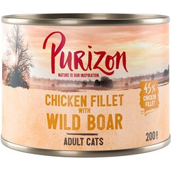Purizon Adult 12 x 200 g - brez žit - Piščančji file z divjo svinjo Cene