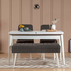  Set Trpezarijski sto, 2 trpezarijske stolice i klupa Vina 1053 3, Crna Cijene