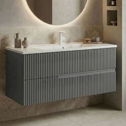 Hanah home Moonlight 120 - 505 Matte Grey Bathroom Cabinet With Sink Cene