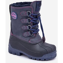 Lee Cooper High Warm Children's Snow Boots With Drawstring Navy Cene