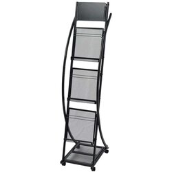 vidaXL Stojalo za revije 40x32x131 cm črne barve A4 Cene