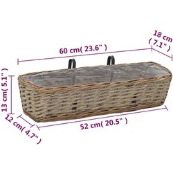 vidaXL Balkonska sadilica od pruća s PE oblogom 2 kom 60 cm Cijene