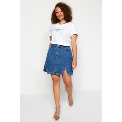 Trendyol Curve Blue Double Slit Denim Skirt Cene