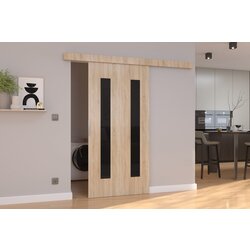 ADRK Klizna zidna vrata HERS s lakobel detaljima 76 cm - SONOMA-LAKIRANA CRNA, VISOKI SJAJ Cijene