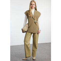 Trendyol Khaki Double Breasted Closure Woven Fabric Vest with Buckle Accessories Cene