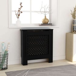 vidaXL Pokrov za radiator MDF črn 78 cm, (20769854) Cene