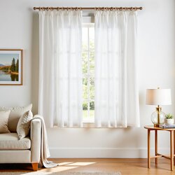 TOPICK zavese lanenega videza z nabornim trakom – set 2, 140 × 175 cm Cene