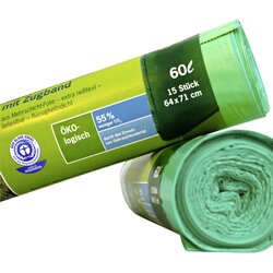 SECOLAN 1x15 Garbage Bags with drawstring 60 l green Cene