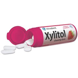 Miradent Xylitol Chewing gum Strawberry for KIDS Cene