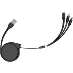 Hoco USB kabl za punjenje, 3in1, na izvlačenje, 1 met., 2 A - U50, Crni Cijene