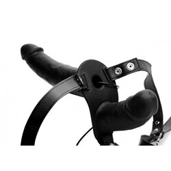 Strap U Vibrator strap on Power Pegger Double, črn Cene
