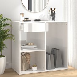 vidaXL kozmetična omarica visok sijaj bela 80x40x75 cm konstruiran les Cene