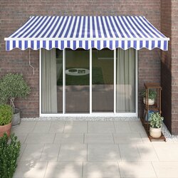 vidaXL Zložljiva tenda modra in bela 3,5x2,5 m blago in aluminij Cene