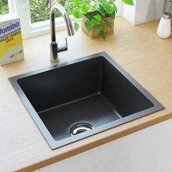 vidaXL Ročno izdelano kuhinjsko pomivalno korito črno nerjaveče jeklo, (21670607) Cene