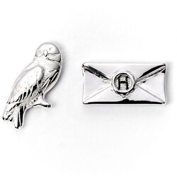 Minđuše Hedwig and Letter silver plated stud earrings Cene