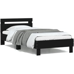 vidaXL Okvir kreveta s uzglavljem i LED svjetlima crni 100 x 200 cm Cijene