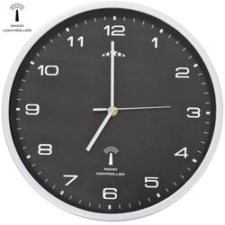  Radijski upravljan zidni sat s kvarcnim mehanizmom 31 cm crni Cijene