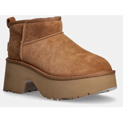 Ugg Čizme za snijeg od brušene kože Classic Ultra Mini New Heights za žene, boja: smeđa, 1158311-CHE Cene
