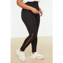 Trendyol Black Tulle Detailed Gathering Knitted Sport Leggings Cene