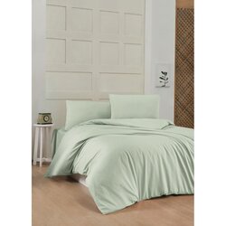Light green green ranforce super king quilt cover set (fr) Cene