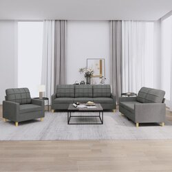 vidaXL 3-dijelni set sofa s jastucima tamnosivi od tkanine Cijene