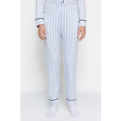 Trendyol Blue Striped Piping Detailed Sleep Banded Fleece Winter Knitted Pajamas Set Cijene