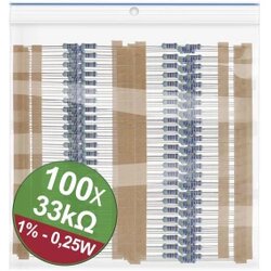 Quadrios 22P052 komplet metalnoslojnih otpora 33 kΩ aksijalno ožičen 0.25 W 1 % 1 Set Cene