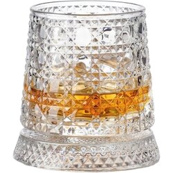 Home & Marker Vrtljiv kristalni kozarec za viski 260 ml, diamantni dizajn, steklo, premium darilna škatla | GLASORA, (5000301798) Cene