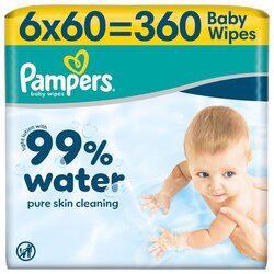 Pampers Baby Wipes Aqua Water 6x60ct Cene