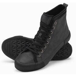Ombre Men's high-top sneakers with decorative upper - graphite Cijene