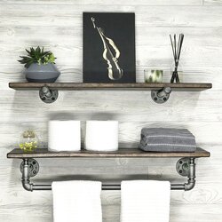 Woody Fashion zidna polica Boruraf113 walnutblack pipe shelf Cene