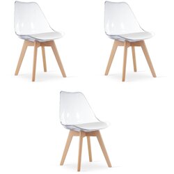 Brandless Set od 3 prozirnih stolica MARK s prirodnim nogama Cene