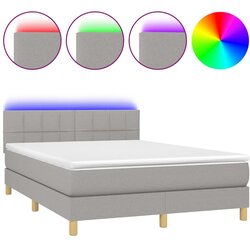  Krevet box spring s madracem LED svjetlosivi 140x200 cm tkanina Cijene