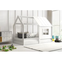  Drveni dječji krevet House s prozorom - 160x80 cm - bijeli Cijene