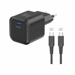Swissten Polnilec GAN, 1xUSB-C PD 35W+C/C kabel, črn Cene