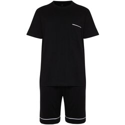 Trendyol Men's Black Regular Fit Ribbed Knitted Pajamas Set Cene