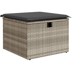 vidaXL vrtni stolček z blazino svetlo siv 55x55x37 cm poli ratan Cene