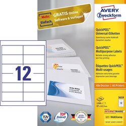 Avery Zweckform Avery 3659 self-adhesive label Rectangle Permanent White 1200 pc(s) Cene