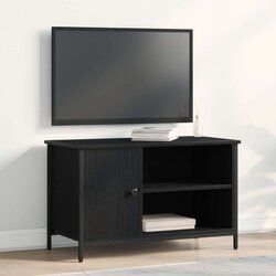 TV ormarić Crna hrastovina 80x40x50 cm Inženjerski drvo i čelik Cijene