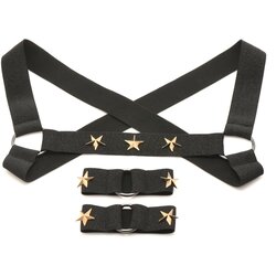 XR Brands Chest Harness with Armbands - Black Cene